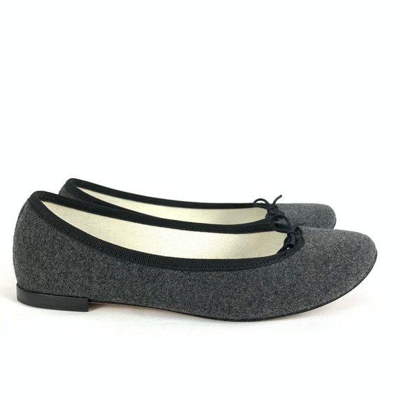 Repetto Shoes - Repetto Paris Wool Ballet Flats Gray Round Toe Bow